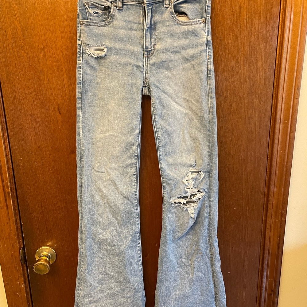 American Eagle Outfitters Blue Flare Wide Leg Jeans